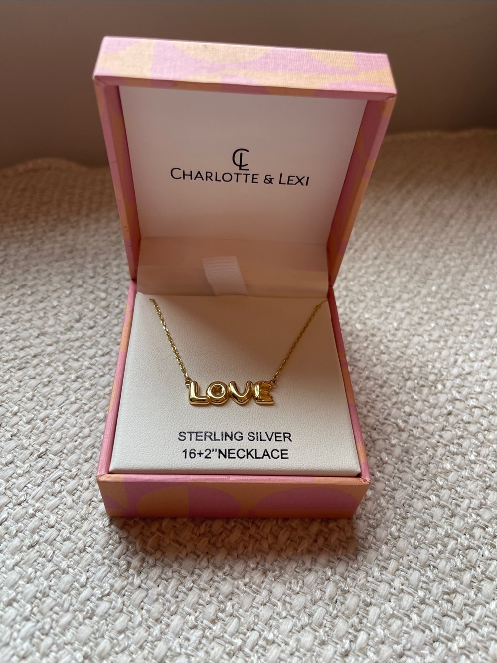 Charlotte & Lexi Gold LOVE Pendant Sterling Silver Necklace